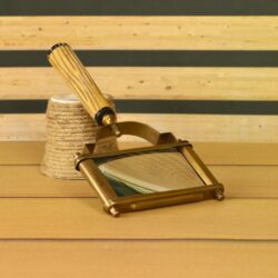 Fluted Handle Rectangular Magnifier | Antique or Shiny Finish | Wide View Reading Aid & Desk Decor - Image 3