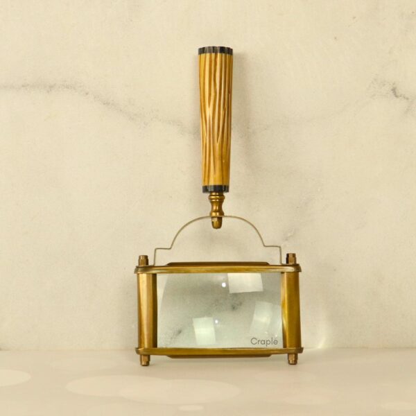 Fluted Handle Rectangular Magnifier | Antique or Shiny Finish | Wide View Reading Aid & Desk Decor - Image 4