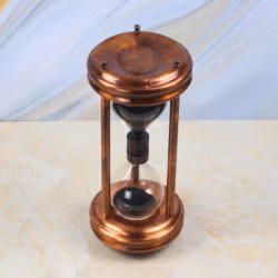 Tall Antique Copper Finish Steel Sand Timer | Handcrafted, 5-Minute Black Sand | Executive Desk Decor & Statement Gift - Image 3
