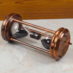 Tall Antique Copper Finish Steel Sand Timer | Handcrafted, 5-Minute Black Sand | Executive Desk Decor & Statement Gift - Image 2