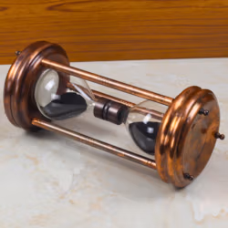 Tall Antique Copper Finish Steel Sand Timer | Handcrafted, 5-Minute Black Sand | Executive Desk Decor & Statement Gift - Image 2