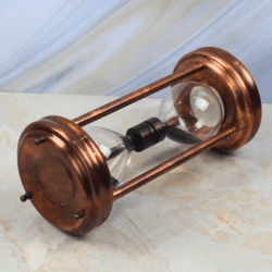 Tall Antique Copper Finish Steel Sand Timer | Handcrafted, 5-Minute Black Sand | Executive Desk Decor & Statement Gift