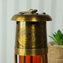 Orange Glow Nautical Lantern | Functional Oil Lamp | Royal Navy Plaque Detail | Vintage Decor & Gift - Image 5