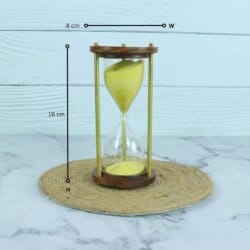 Classic Wood & Brass 3-Minute Hourglass | Sunny Yellow Sand, Shiny Accents | Elegant Desk Timer & Decor - Image 5