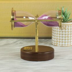 Watkins & Hills Royal Navy Hourglass Golden Brass, Purple, Wood Base - Image 3