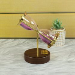 Watkins & Hills Royal Navy Hourglass Golden Brass, Purple, Wood Base - Image 2