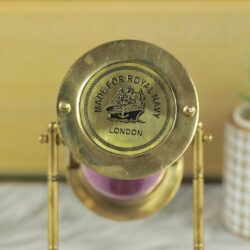 Watkins & Hills Royal Navy Hourglass Golden Brass, Purple, Wood Base - Image 4