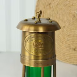 Brass Nautical Oil Lamp | Green Glow, Functional | Royal Navy Plaque | Vintage Maritime Decor & Gift - Image 3