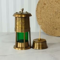 Brass Nautical Oil Lamp | Green Glow, Functional | Royal Navy Plaque | Vintage Maritime Decor & Gift - Image 4