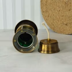 Brass Nautical Oil Lamp | Green Glow, Functional | Royal Navy Plaque | Vintage Maritime Decor & Gift - Image 5