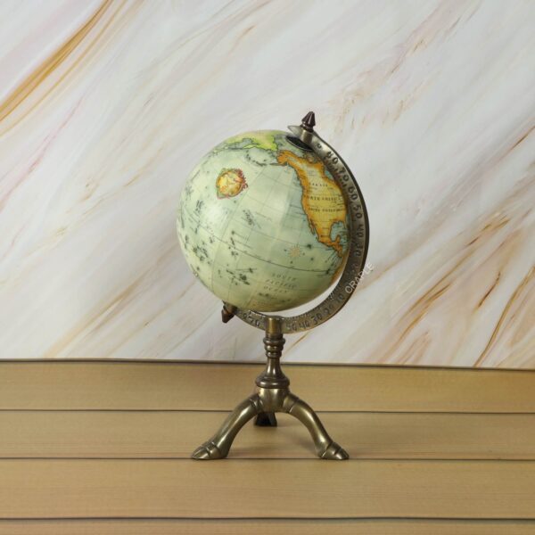 Antique Brass Tripod World Globe 2