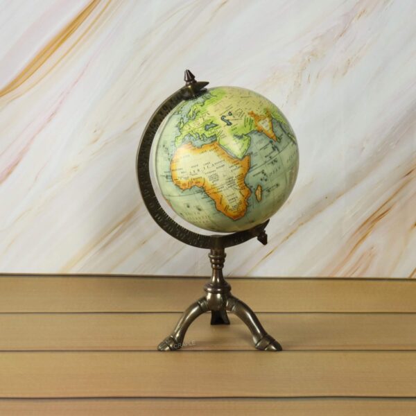 Antique Brass Tripod World Globe 3
