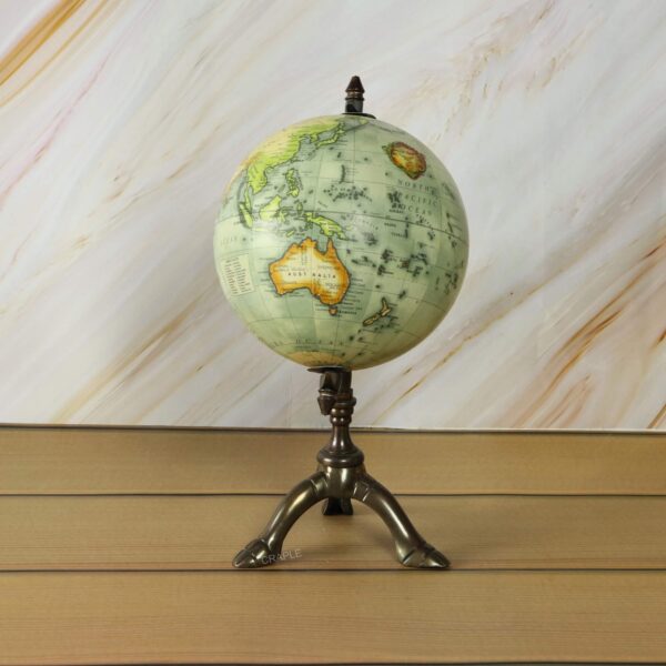 Antique Brass Tripod World Globe 4