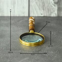 Inlaid Wood-Style Handle Magnifier | Decorative Pattern, Shiny Brass| Reading Aid & Elegant Desk Gift - Image 5