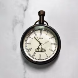 1939 Brass Pocket Watch | Miyota Movement, Nautical Ship Dial, Chain | Vintage Inspired Timepiece Gift - Image 2