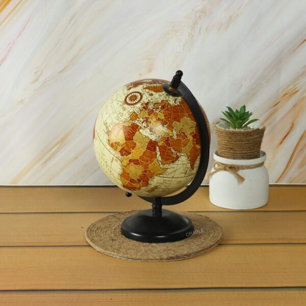 Brass Base Decorative World Globe | Detachable Sphere, Black Finish | Desk Decor & Educational Gift - Image 2