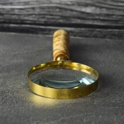 Patterned Swirl Handle Brass Magnifier | Shiny Finish, Clear Lens | Elegant Reading Aid & Desk Gift - Image 4