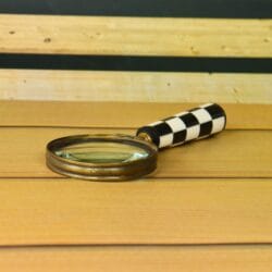 Chess Design Handle Brass Magnifier | Antique Brass, Clear Lens, Handheld | Reading Aid & Unique Desk Decor Gift - Image 3