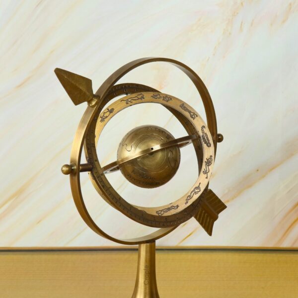 Brass Celestial Armillary Sphere | Antique Finish with Arrow | Historical Desk Decor & Unique Collector's Gift - Image 2