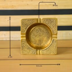 Handmade Square Brass Ashtray | Vintage Style, Embossed Floral Detail | Unique Desk Decor & Smoker's Gift - Image 5