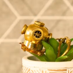 Handmade Diver Helmet Keychain | Miniature Nautical Replica | Unique Pocket Gift & Accessory - Image 3