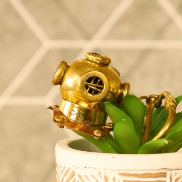 Handmade Diver Helmet Keychain | Miniature Nautical Replica | Unique Pocket Gift & Accessory - Image 3