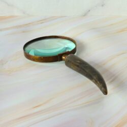 Horn Shaped Handle Magnifier | Vintage Style, Clear Lens | Rustic Reading Aid & Desk Decor Gift - Image 3