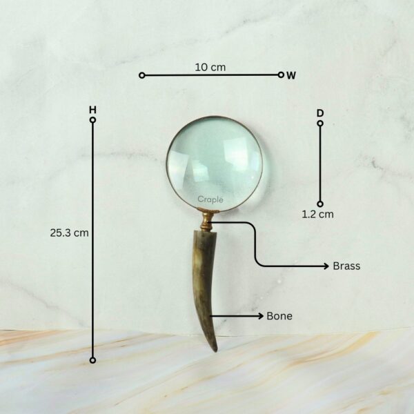 Horn Shaped Handle Magnifier | Vintage Style, Clear Lens | Rustic Reading Aid & Desk Decor Gift - Image 5
