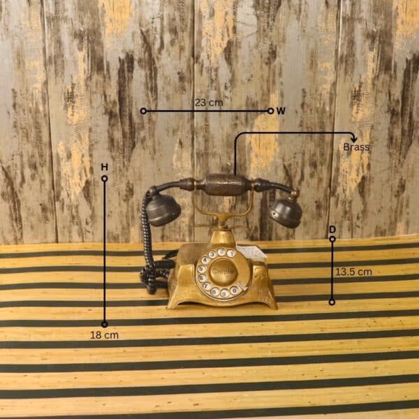 Brass Rotary Dial Telephone | Antique & Shiny Finish | Retro Home Decor & Functional Landline - Image 7