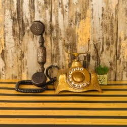 Brass Rotary Dial Telephone | Antique & Shiny Finish | Retro Home Decor & Functional Landline - Image 3