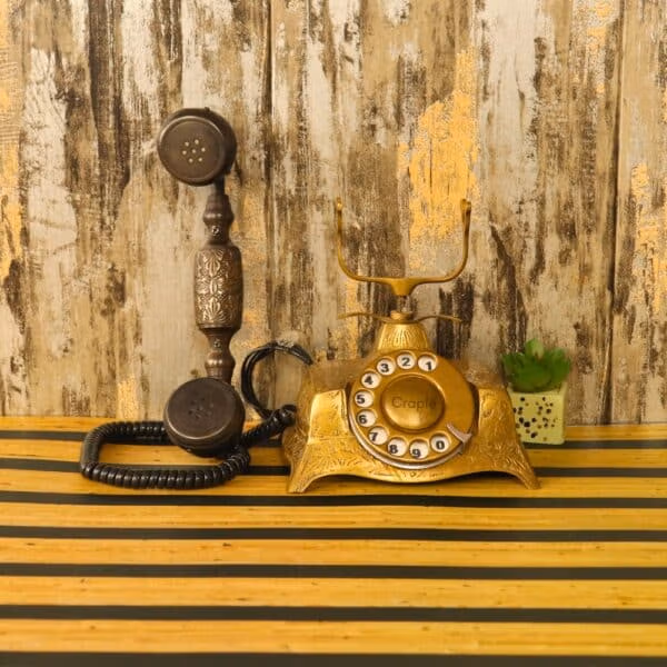 Brass Rotary Dial Telephone | Antique & Shiny Finish | Retro Home Decor & Functional Landline - Image 3