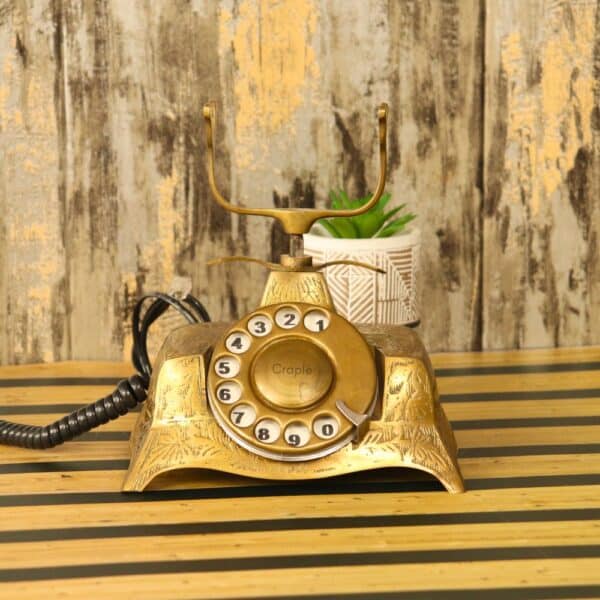 Brass Rotary Dial Telephone | Antique & Shiny Finish | Retro Home Decor & Functional Landline - Image 2