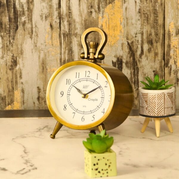 Oval Antique Aluminium Clock | Fern Cottage Style, Tabletop & Wall Mount | Vintage Decor Gift - Image 2