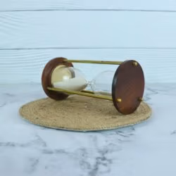 Classic Handmade 3-Minute Sand Timer | Wood & Shiny Brass, White Sand, Classic Design | Elegant Desk Decor & Gift - Image 4