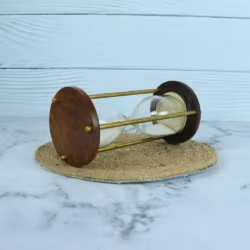 Classic Handmade 3-Minute Sand Timer | Wood & Shiny Brass, White Sand, Classic Design | Elegant Desk Decor & Gift - Image 2