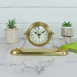 Sleek Golden Aluminium Desk Clock | Handcrafted, Tilting Design | Franklin & Murphy Style, Elegant Decor & Gift