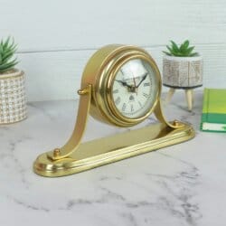 Sleek Golden Aluminium Desk Clock | Handcrafted, Tilting Design | Franklin & Murphy Style, Elegant Decor & Gift - Image 2