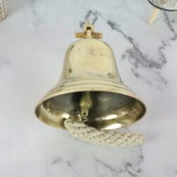 Brass Nautical Ship Bell | Medium Size, Wall Mount, Rope Lanyard | Loud Clear Tone, Coastal Decor & Boating Gift - Image 2