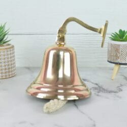 Brass Nautical Ship Bell | Medium Size, Wall Mount, Rope Lanyard | Loud Clear Tone, Coastal Decor & Boating Gift - Image 4
