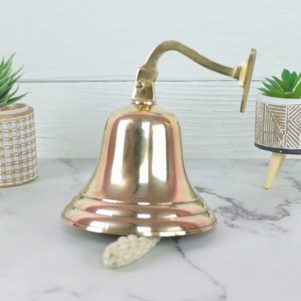 Brass Nautical Ship Bell | Medium Size, Wall Mount, Rope Lanyard | Loud Clear Tone, Coastal Decor & Boating Gift - Image 4