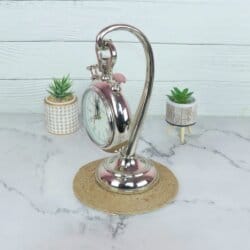 Hanging Stopwatch Style Nickel Aluminium Desk Clock | Handcrafted, Roman Numerals | Franklin & Murphy Inspired Decor - Image 3