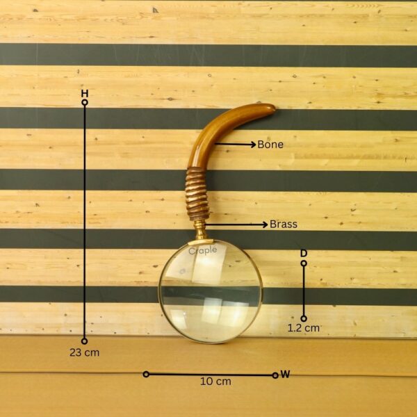 Brass Magnifier with Curved Handle and Ribbed Grip – Elegant Resin Design, Crystal-Clear Lens for Reading and Desk Decor - Image 5
