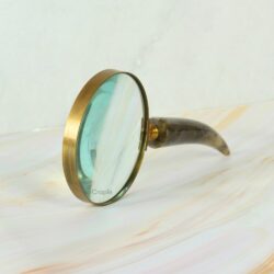 Curved Horn Handle Magnifier | Shiny Brass, Clear Lens | Rustic Reading Aid & Elegant Desk Gift - Image 3