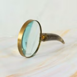 Curved Horn Handle Magnifier | Shiny Brass, Clear Lens | Rustic Reading Aid & Elegant Desk Gift - Image 3