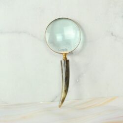 Curved Horn Handle Magnifier | Shiny Brass, Clear Lens | Rustic Reading Aid & Elegant Desk Gift - Image 2