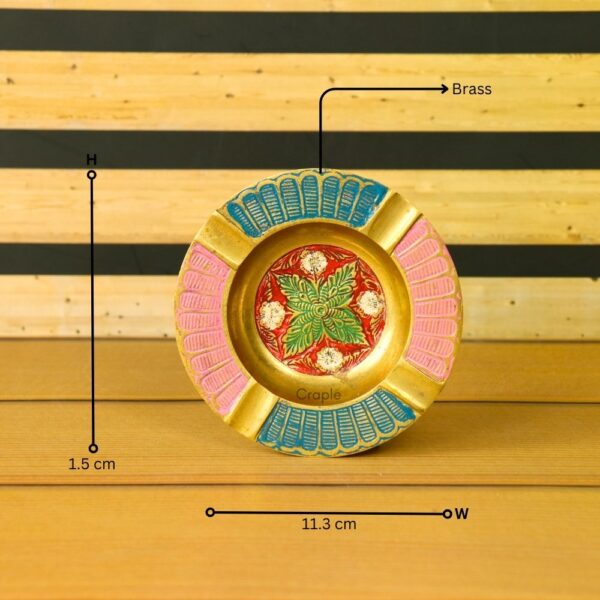 Handmade Multicolor Brass Ashtray | Hand-Painted Detail, Shiny Finish | Decorative Bohemian Style Gift & Accent - Image 5