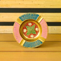 Handmade Multicolor Brass Ashtray | Hand-Painted Detail, Shiny Finish | Decorative Bohemian Style Gift & Accent