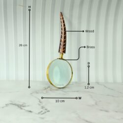 Carved Feather Handle Brass Magnifier | Shiny Finish, Clear Lens | Elegant Reading Tool & Nature Decor Gift - Image 6