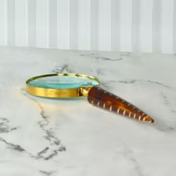 Carved Feather Handle Brass Magnifier | Shiny Finish, Clear Lens | Elegant Reading Tool & Nature Decor Gift - Image 4