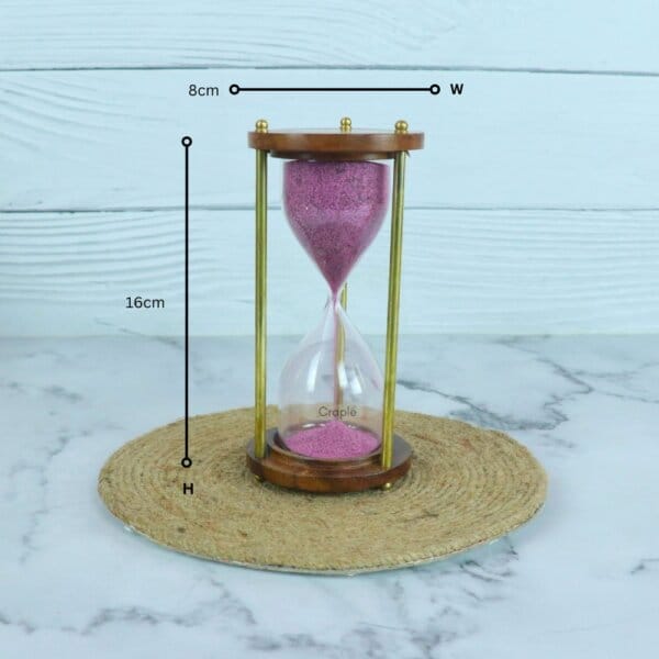 3-Minute Wood & Brass Sand Timer | Purple Sand, Classic Design | Desk Focus Aid & Elegant Gift - Image 5